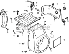 Honda E1500 K4 A (E1500) - Honda Generator, Made in Japan (SN: E1500-3000008 - E1500-9999999) FAN COVER + SIDE PLATE