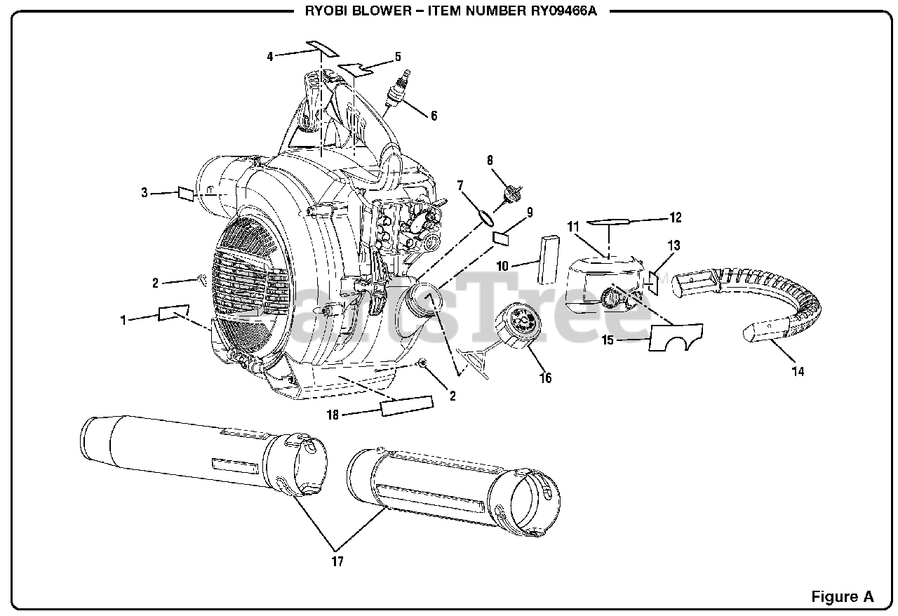 Ryobi RY 09466 A (090153007) Ryobi Blower Figure A Parts Lookup with Diagrams PartsTree