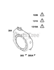 Briggs & Stratton 10R232-0019-H1 - Briggs & Stratton Horizontal Engine Blower Housing Group