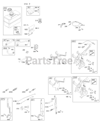 Briggs & Stratton 192432-1175-E2 - Briggs & Stratton Horizontal Engine Control Brackets, Springs, Fuel Tank, Lines, Filter
