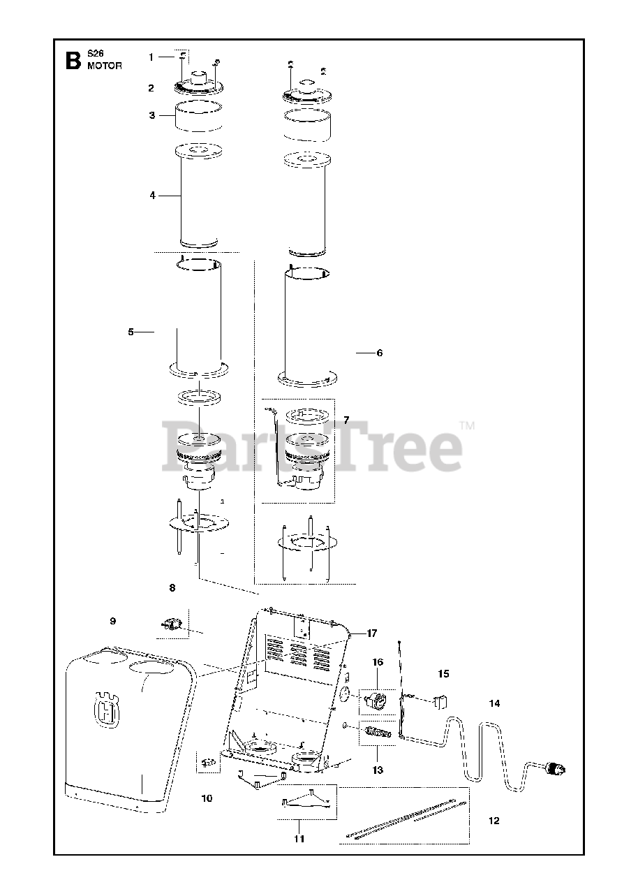 Husqvarna S 26 Husqvarna Dust Collector (201703) MOTOR Parts Lookup