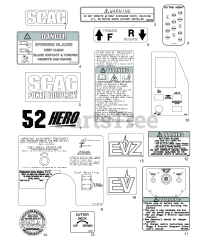 Scag SEVZ-52H - Scag EVZ 52" Zero-Turn Mower, Electric (SN: T4700001 - T4799999) REPLACEMENT DECALS AND INFORMATION PLATES