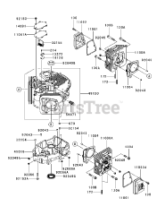 Cub Cadet LTX 1050 KW (13RF91AP056) - Cub Cadet 50" Lawn Tractor (2010 & Before) Kawasaki FR651V Cylinder &amp; Crankcase