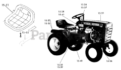 Toro 1-0145 (B-80) - Toro Lawn Tractor (1974) 15.000 Seats, Decals, Misc. Trim (plate 15.1)