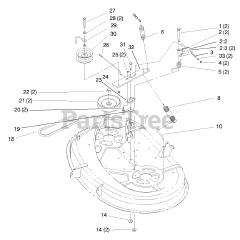 Toro 71208 (13-38 XL) - Toro Lawn Tractor (SN: 089000001 - 089999999) (1998) Pulley Belt Assembly (38" Cutting Unit)