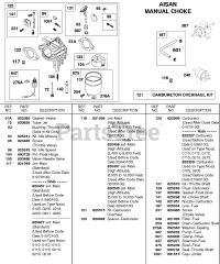 Briggs & Stratton 580447-0320-E2 - Briggs & Stratton Horizontal Engine Carburetor, Aisan Manual Choke