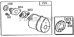 Cub Cadet 586 (252-586-100) - Cub Cadet Edger Engine (1992) B&amp;S 3 HP Muffler Exhaust &amp; Deflector