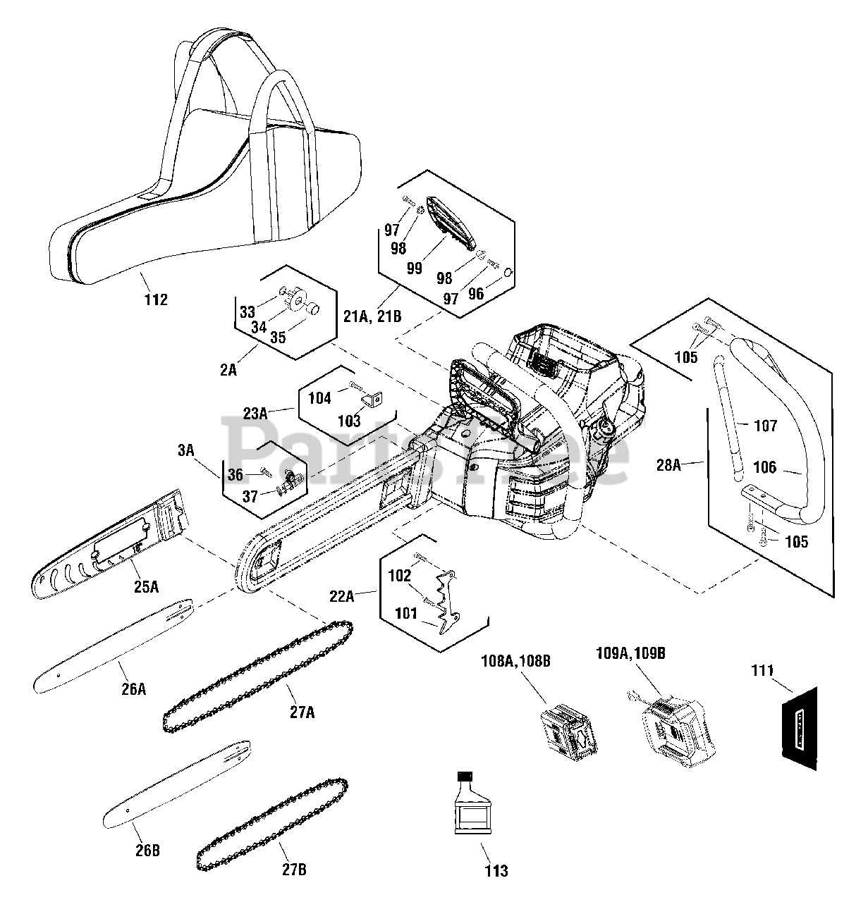 Snapper SXD CS 82 (80076026) Snapper XD 82V 18" Chainsaw Bar & Chain