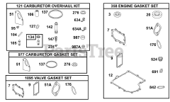 Briggs & Stratton 288702-1107-E1 - Briggs & Stratton Vertical Engine Engine/Valve Gasket Sets/Carburetor Overhaul Kits