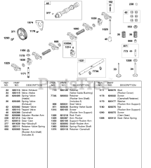 Briggs & Stratton 58E447-0411-E2 - Briggs & Stratton Horizontal Engine Camshaft, Rocker Arm Shaft, Valves, Springs