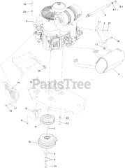 Toro 74909 TE (6000) - Toro 132cm Z Master Zero-Turn Mower, Side-Discharge Deck (SN: 316000001 - 316999999) (2016) ENGINE, CLUTCH AND MUFFLER ASSEMBLY