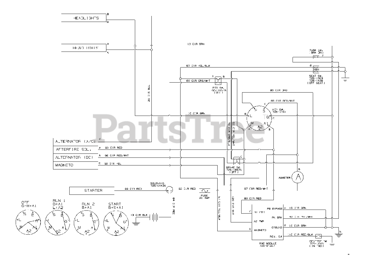 MTD 13AX795T004 - MTD Gold Lawn Tractor (2013) Wiring Schematic Parts