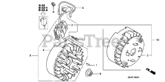 Honda GC160 LA QDE (GCAHA) - Honda Engine, Made in USA (SN: GCAHA-3599750 - GCAHA-9999999) FLYWHEEL@IGNITION COIL   (ALUMINUM)