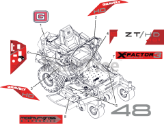 Gravely 991269 (ZT HD 48) - Gravely 48" Zero-Turn Mower, Kawasaki FR (SN: 210000 & Above) Decals - Style - 48"