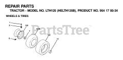 Husqvarna LTH 125 (954170034-B) - Husqvarna Lawn Tractor (2001-03) WHEELS &amp; TIRES