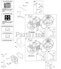 Briggs & Stratton 10T702-0808-E1 - Briggs & Stratton Vertical Engine Cylinder, Cylinder Head, Lubrication, Operator's Manual, Warning Label