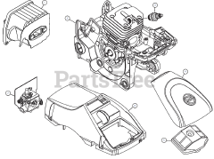 Craftsman 316.380180 (41BY429S799) - Craftsman Chainsaw (Sears) Engine Assembly