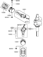 Toro 30499 - Toro 52" Walk-Behind Mower, Floating Deck, Split Lever, Hydro Drive (SN: 280001001 - 280001100) (2008) PISTON AND CRANKSHAFT ASSEMBLY KAWASAKI FH580V-DS28