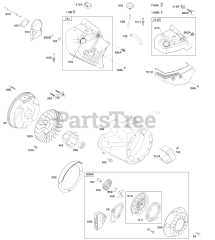Briggs & Stratton 21P214-0017-E1 - Briggs & Stratton Horizontal Engine Blower Housing/Shrouds, Flywheel, Rewind Starter