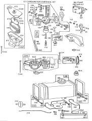 Briggs & Stratton 191707-2147-01 - Briggs & Stratton Vertical Engine Carburetor &amp; Fuel Tank Assy
