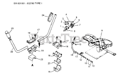 Echo SRM-3800 - Echo String Trimmer (Type 1) Handle, Throttle Control, Switch, Harness  S/N: 001001 - 002780 Type 1