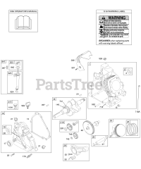 Briggs & Stratton 206432-0100-E9 - Briggs & Stratton Horizontal Engine Camshaft, Crankcase Cover, Crankshaft, Cylinder, Lubrication, Operator's Manual, Piston/Rings/Connecting Rod, Warning Label