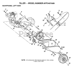 Electrolux/AYP 3497 A89 - Electrolux/AYP Tiller (1998) MAINFRAME, LEFT SIDE