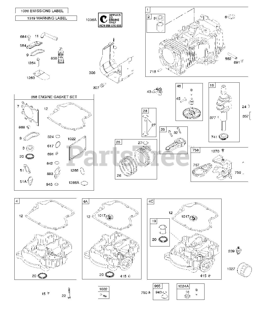 Briggs & Stratton 31G7770235G1 Briggs & Stratton Vertical Engine Camshaft, Crankshaft