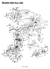 MTD 133I600F000 - MTD Lawn Tractor (1993) Frame, Lower/Pedal Assembly/Drive/Control Linkage