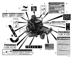 Ariens 915502 (1540) - Ariens Zoom 40" Zero-Turn Mower, 15hp Kawasaki (SN: 020000 & Above) Decals - Safety