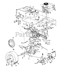 MTD 135G679H000 - MTD Lawn Tractor (1995) Frame Lower/Drive/Pedal Assembly/Wheels, Rear