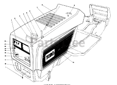 Toro 57420 (12-44) - Toro Lawn Tractor, 12hp (SN: 008000001 - 008999999) (1988) Hood Assembly