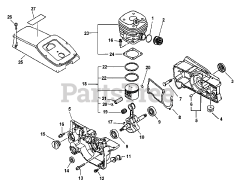 Echo CSG-6700 - Echo Cut-Off Saw (Type 1E) Engine, Crankcase, Cylinder, Piston
