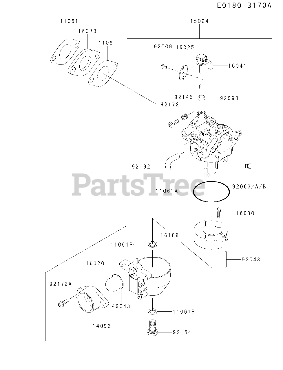Kawasaki FJ180V-AM78 - Kawasaki Engine CARBURETOR Parts Lookup and