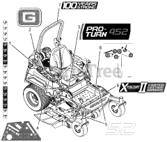 Gravely 992273 (Pro-Turn 452) - Gravely Pro-Turn 52" Zero-Turn Mower, Kawasaki FX (SN: 051000 - 059999)