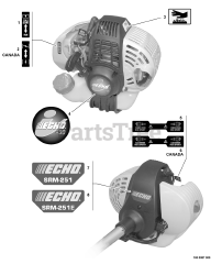 Echo SRM-251 E - Echo String Trimmer (SN: 08001001 - 08999999) Labels
