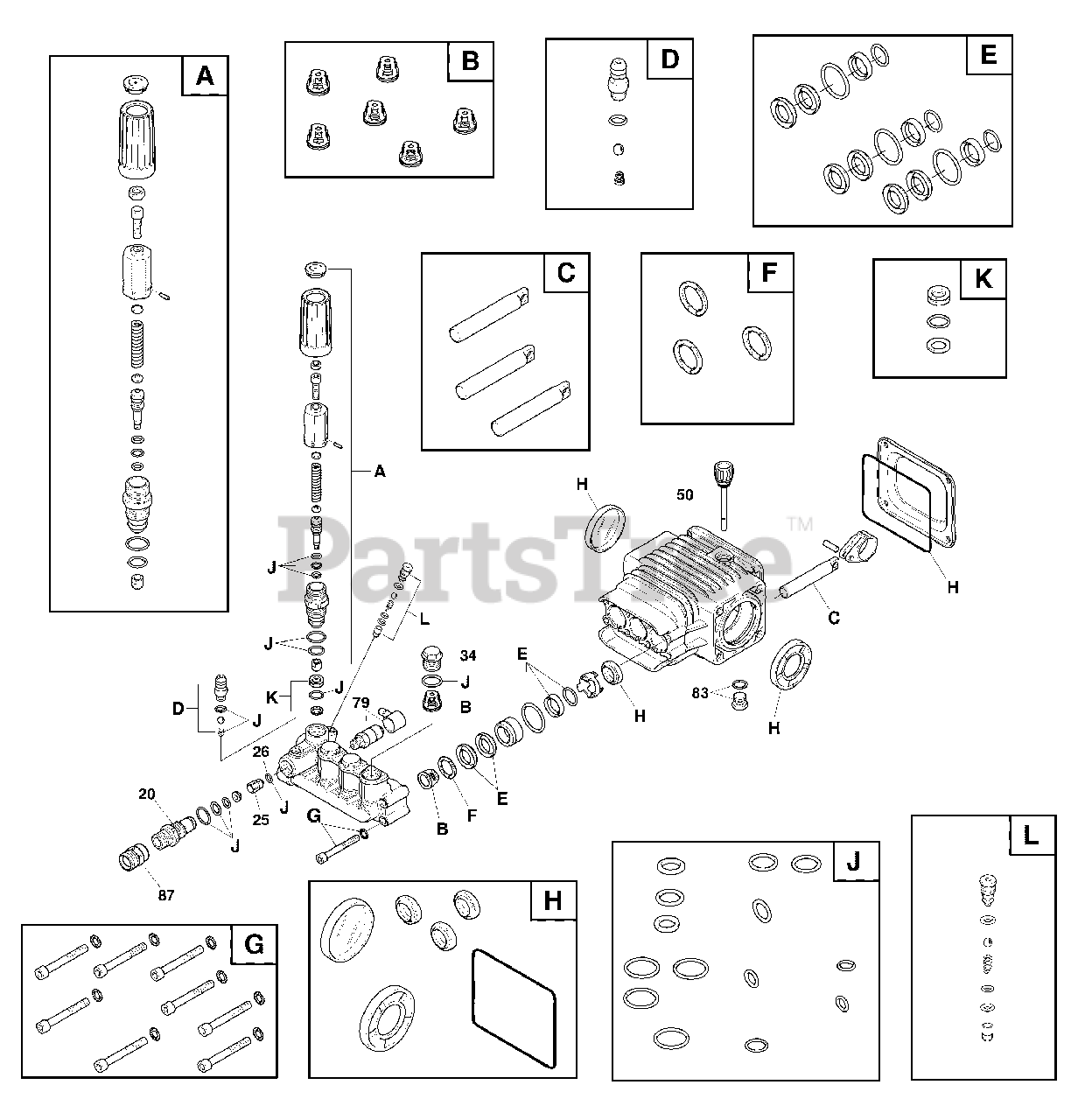 Husqvarna 02069500 Husqvarna 3,700 PSI Pressure Washer Pump (80025170) Parts Lookup with