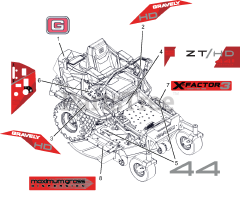 Gravely 991267 (ZT HD 44) - Gravely 44" Zero-Turn Mower, Kawasaki FR (SN: 200000 - 209999) Decals - Style - 44"