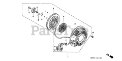 Honda GX390 K1 QDW9 (GCAA) - Honda Engine, Made in Japan (SN: GCAA-2000001 - GCAA-3399999) RECOIL STARTER