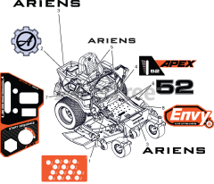 Ariens 991327 - Ariens Apex 52" Zero-Turn Mower, 23hp Kawasaki FR, Rear-Discharge (SN: 120000 - 134999) Decals - Style - 52"