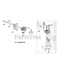 MTD 270-BU - MTD 208cc Engine 270-BU Carburetor