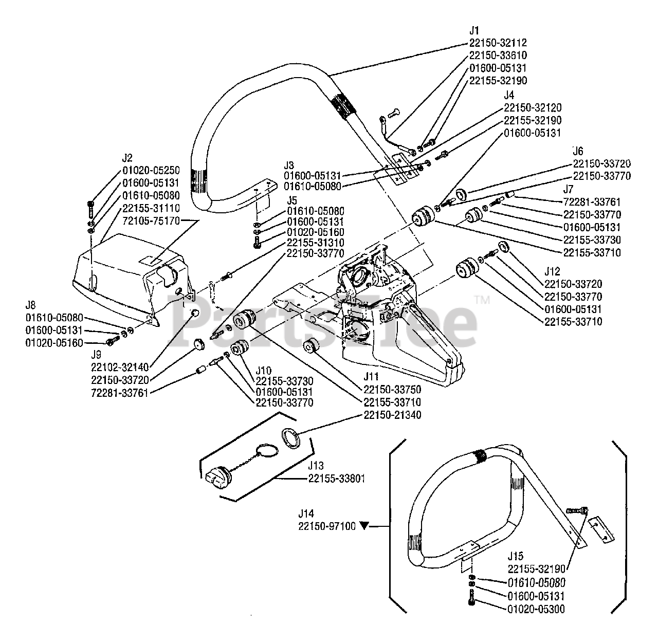 Shindaiwa 695 Shindaiwa Chainsaw Rear Handle Parts Lookup with