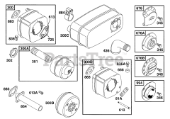 Briggs & Stratton 252412-0601-01 - Briggs & Stratton Horizontal Engine Muffler Grps