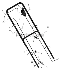 Scotts 228510x8B - Scotts 22" Walk-Behind Mower (2001) Handle Assembly