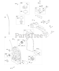 Briggs & Stratton 613177-0100-E1 - Briggs & Stratton Horizontal Engine Crankcase Cover/Sump, Intake Manifold, Thermostat
