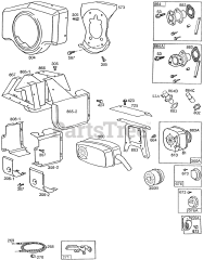 Briggs & Stratton 422437-0735-01 - Briggs & Stratton Horizontal Engine BlowerHsg,Mufflers,Shielding