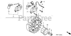 Honda GX100 KRB1/A (GCANM) - Honda Engine, Made in Japan (SN: GCANM-1300001 - GCANM-9999999) FLYWHEEL@IGNITION COIL