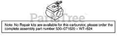 Snapper S 1838 - Snapper Chainsaw Carburetor Assembly (WT624) 530071620