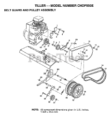 Poulan CHD F550 E - Poulan Front-Tine Tiller (1999) BELT GUARD AND PULLEY ASSEMBLY