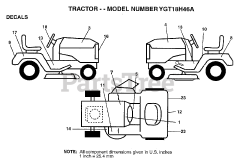 Electrolux/AYP Y GT 18H46 A - Electrolux/AYP Garden Tractor (1997) DECALS